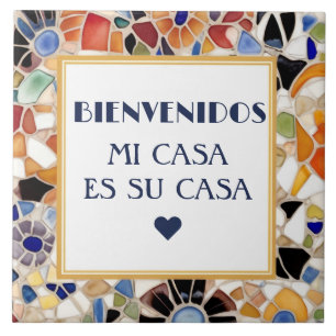 Azulejo De Cerâmica Bem-vindos Mi Casa Es Su Casa Gaudish mosaico fals