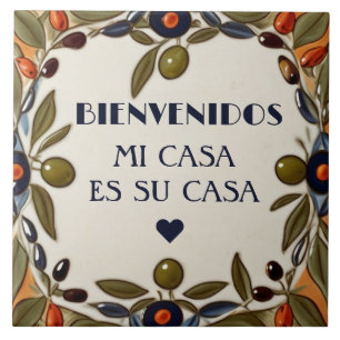 Azulejo De Cerâmica Bem-vindos Minha Casa É Sua Casa Azeitona Verde Be