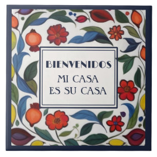 Azulejo De Cerâmica Bem-vindos Minha Casa É Sua Casa Floral Romãs
