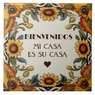 Azulejo De Cerâmica Bem-vindos Minha Casa É Sua Casa Girassóis Floral