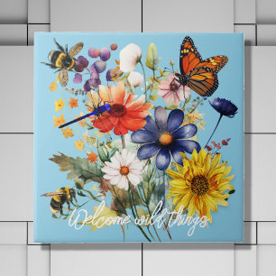Azulejo De Cerâmica Bem-vindos Polinizadores Flores Silvestres Cozinha