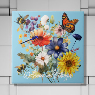 Azulejo De Cerâmica Bem-vindos Polinizadores Flores Silvestres Cozinha