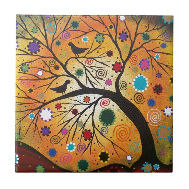 Azulejo De Cerâmica Bendind Branches_Everett, dia do morto, mexicano (Frente)