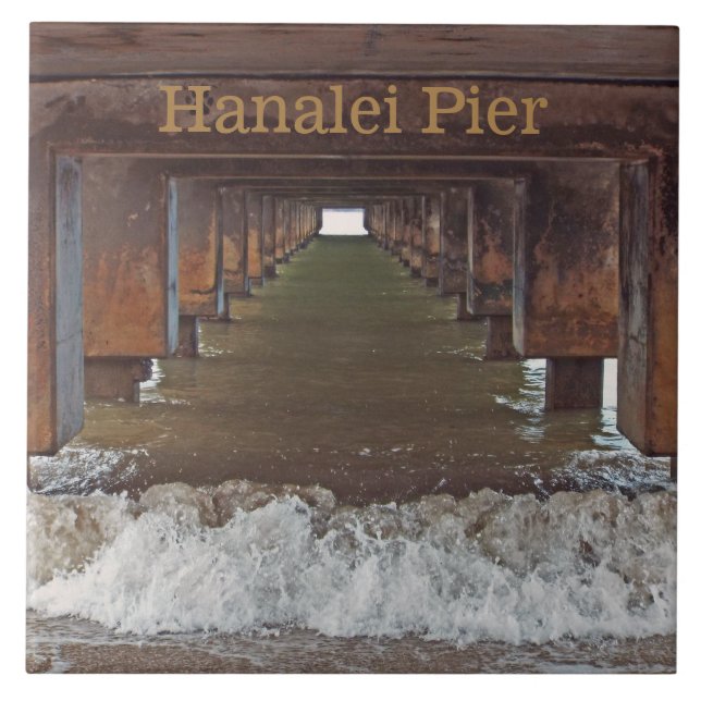 AZULEJO DE CERÂMICA  "BENEATH HANALEI PIER" (KAUAI) (Frente)