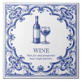 Azulejo De Cerâmica Benedizione della Cucina del Vino Blu Italiano