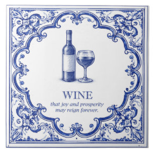Azulejo De Cerâmica Benedizione della Cucina del Vino Blu Italiano