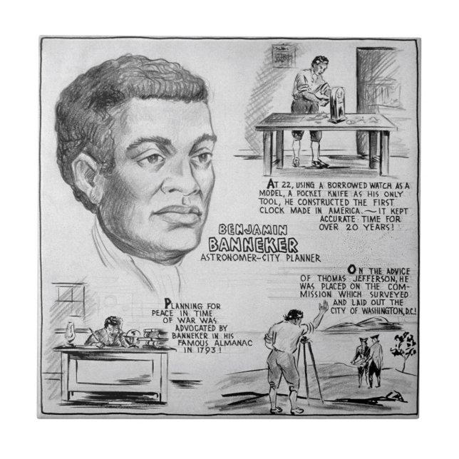 Azulejo De Cerâmica Benjamin Banneker: Cientista Negro e Revolucionári (Frente)