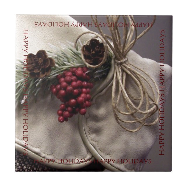 Azulejo De Cerâmica Berries e Pinecones (Frente)