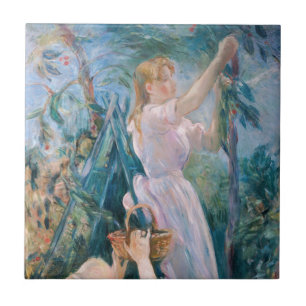 Azulejo De Cerâmica Berthe Morisot - A Colhedora de Cerejas