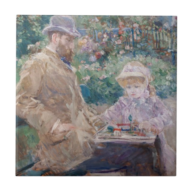 Azulejo De Cerâmica Berthe Morisot - Eugene Manet com sua filha (Frente)
