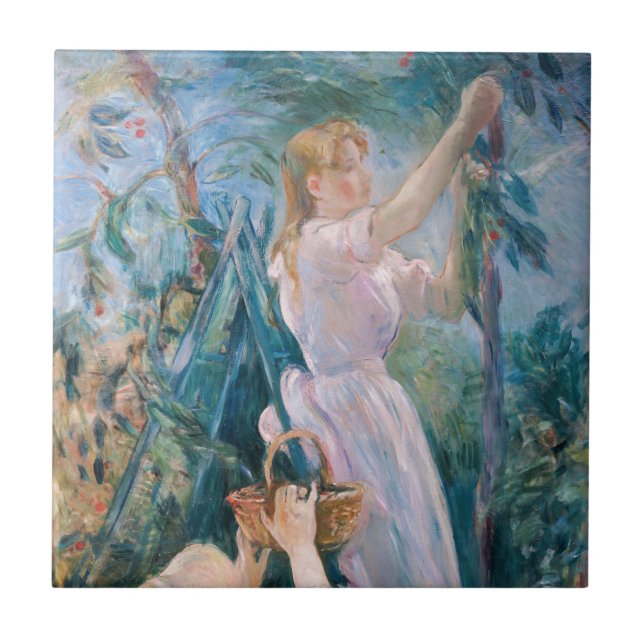 Azulejo De Cerâmica Berthe Morisot - O Seletor de Cereja (Frente)