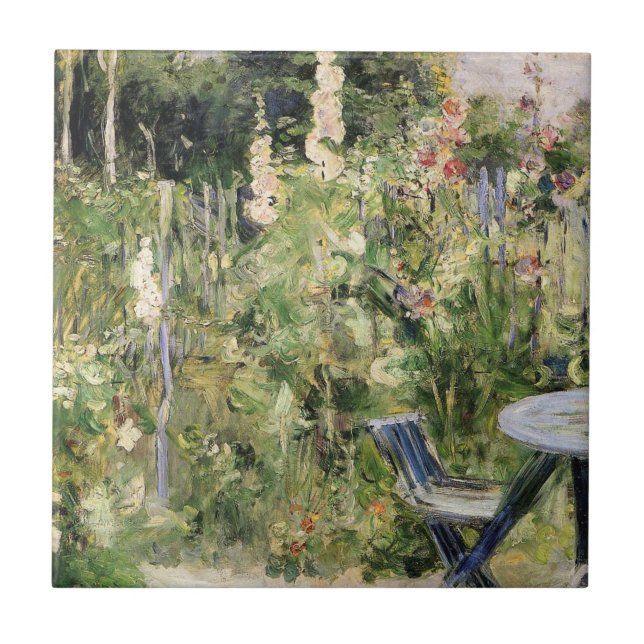 Azulejo De Cerâmica Berthe Morisot - Rosas Tremieres Hollyhocks 1884 (Frente)
