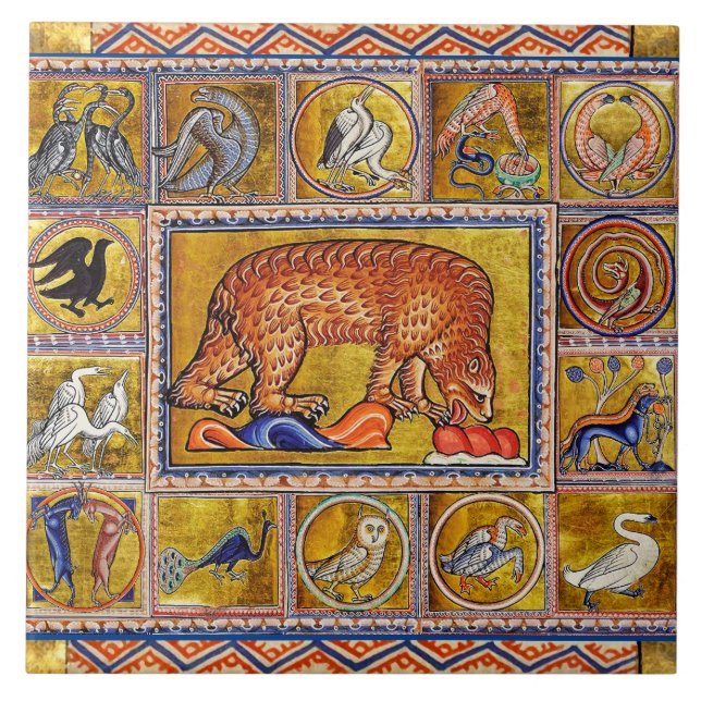 AZULEJO DE CERÂMICA  BESTIÁRIO MÉDIO ESTRANHO,URSO,ANIMAIS FANTÁSTICOS (Frente)