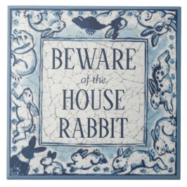 Azulejo De Cerâmica Beware House Rabbit Delft Blue Sinal Dedham