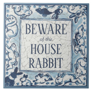 Azulejo De Cerâmica Beware House Rabbit Delft Blue Sinal Dedham