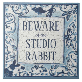 Azulejo De Cerâmica Beware Studio Rabbit Delft Blue Sinal Dedham