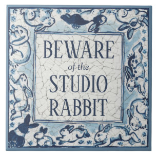 Azulejo De Cerâmica Beware Studio Rabbit Delft Blue Sinal Dedham