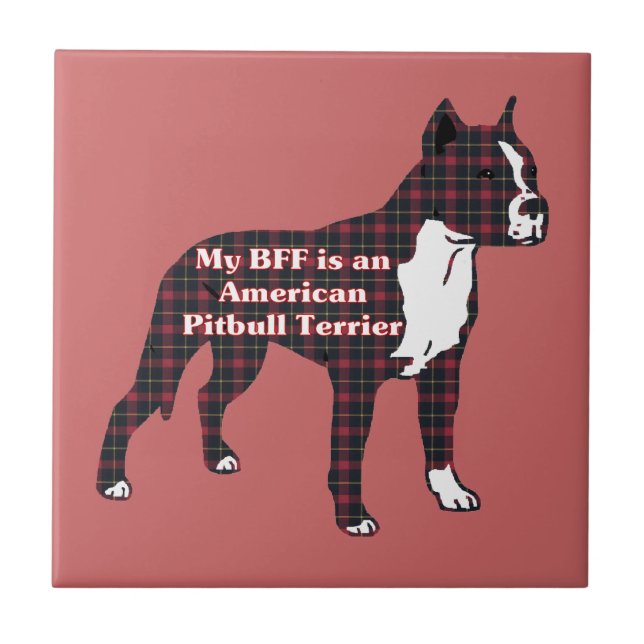 Azulejo De Cerâmica BFF American Pitbull Terrier (Frente)