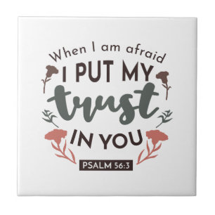 Azulejo De Cerâmica Bíblia Floral Verse Art 'Eu ponho minha confiança