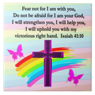 AZULEJO DE CERÂMICA BÍBLIA VERSO DESIGN DE ISAIAH 41:10