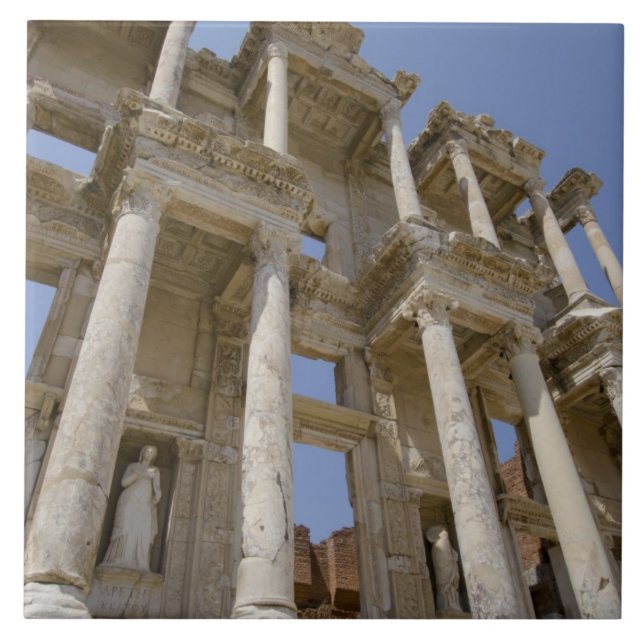Azulejo De Cerâmica Biblioteca de Celsus, construída em 114-117 d.C. (Frente)