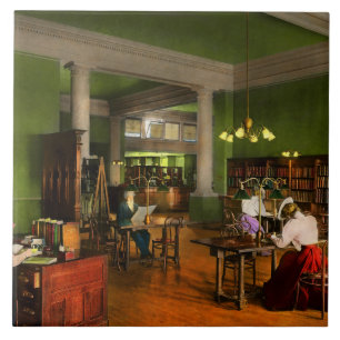 Azulejo De Cerâmica Biblioteca - Leitura de adultos 1900