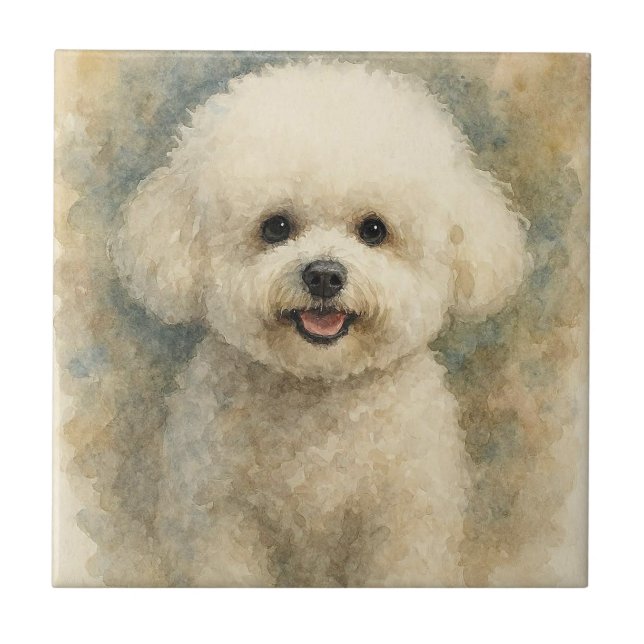 Azulejo De Cerâmica Bichon Frisé (Frente)