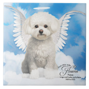 Azulejo De Cerâmica Bichon Frise Dog Angel Custom Pet Memorial