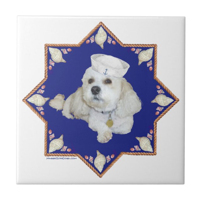 Azulejo De Cerâmica Bichon Frise Náutico (Frente)