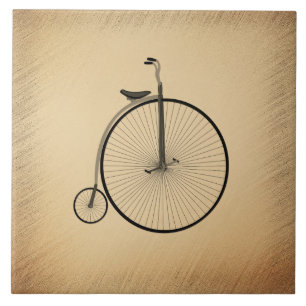 Azulejo De Cerâmica Bicicleta Antiga de Roda Alta Rústica