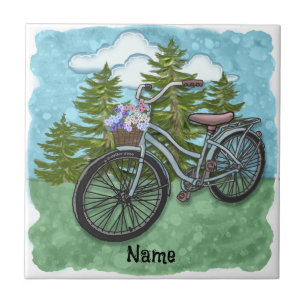 Azulejo De Cerâmica Bicicleta Azul Antiga