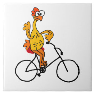 Azulejo De Cerâmica Bicicleta de borracha engraçada da equitação da