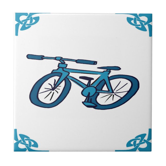 Azulejo De Cerâmica Bicicleta Holandesa Azul (Frente)