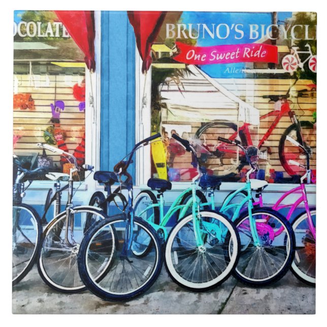 Azulejo De Cerâmica Bicicletas e Chocolate (Frente)