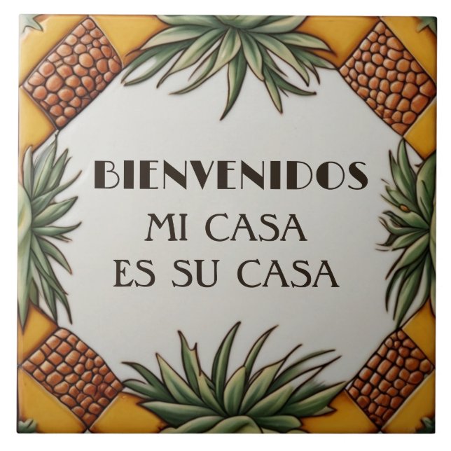 Azulejo De Cerâmica Bienvenidos Mi Casa Es Su Casa Aloe Vera Plant (Frente)