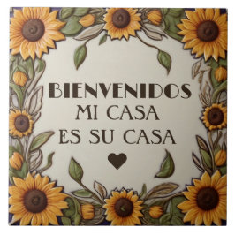 Azulejo De Cerâmica Bienvenidos Mi Casa Es Su Casa Sunflower Welcome