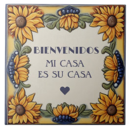Azulejo De Cerâmica Bienvenidos Mi Casa Es Su Casa Sunflowers Plaque