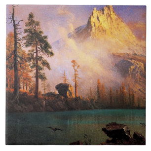 Azulejo De Cerâmica Bierstadt - Lago de Montanha, pintura de belas art