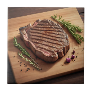Azulejo De Cerâmica Bife de Costela Grelhado com Alecrim