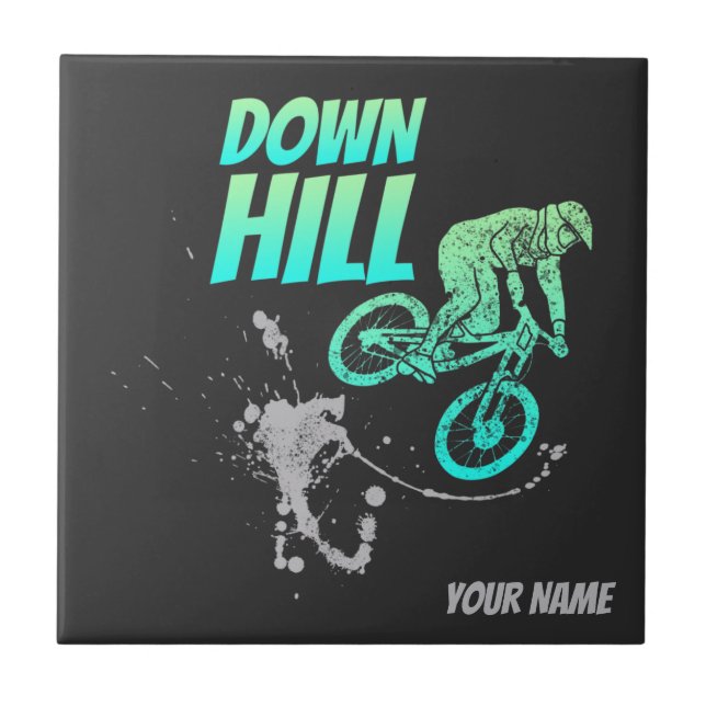 Azulejo De Cerâmica Biker de descida para Nerd de vindima e de bicicle (Frente)