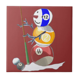 Azulejo De Cerâmica Billiard Ball Snowman