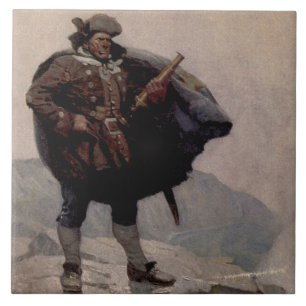 Azulejo De Cerâmica “Billy Bones” Pintura Pirata por NC Wyeth