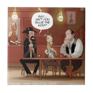 Azulejo De Cerâmica Billy The Kid? Cabra de desenho animado engraçado