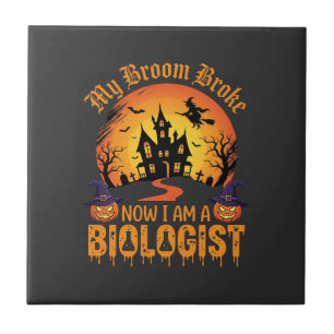 Azulejo De Cerâmica Biólogo do Halloween Bruxa Abóbora Casa Assombrada