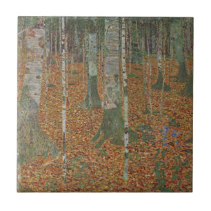 Azulejo De Cerâmica Birch Forest por Gustav Klimt, Vintage Art Nouveau