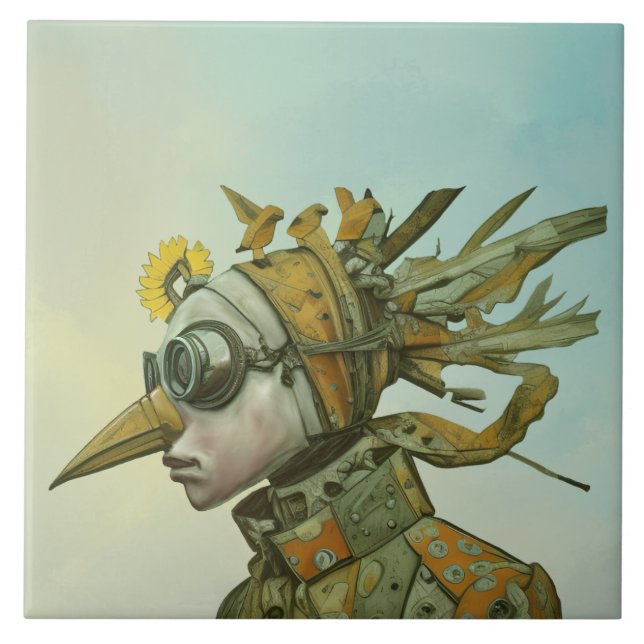 Azulejo De Cerâmica Bird beak girl (Frente)
