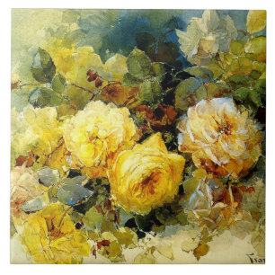 Azulejo De Cerâmica Bischoff - Rosas (amarelas), pintura de arte,