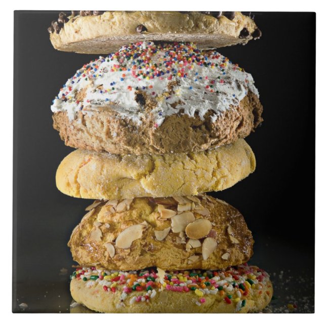 Azulejo De Cerâmica Biscoitos em uma pilha (Frente)