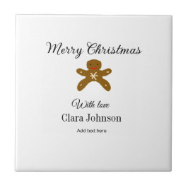 Azulejo De Cerâmica Biscoitos marrons de Natal felizes adicionam nome 