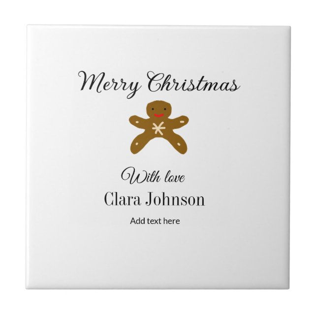 Azulejo De Cerâmica Biscoitos marrons de Natal felizes adicionam nome  (Frente)